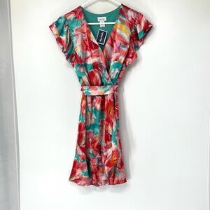 Nicole Miller Floral Mini wrap dress medium